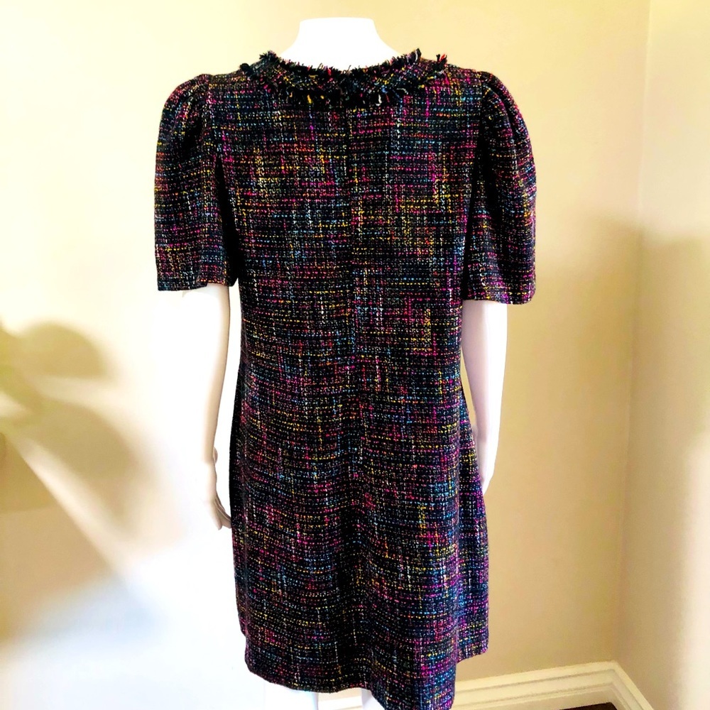 1901 BLACK CHANEL STYLE DRESS WITH FRINGE AND FULLY LINED SIZE 14